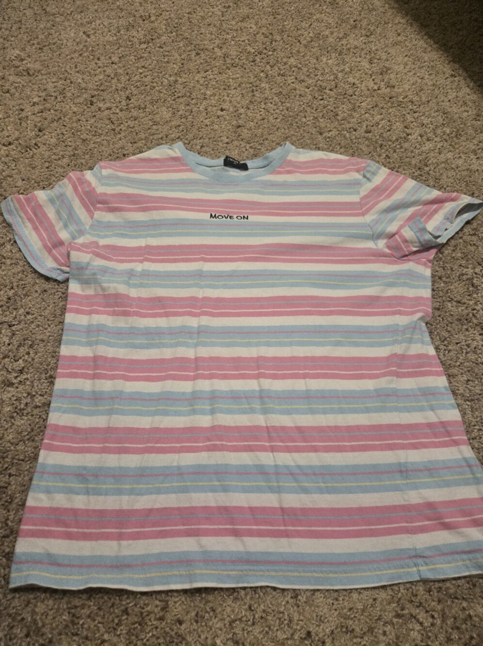💖Forever 21 Men Move On Pastel Stripe Tee - Pink & Light Blue